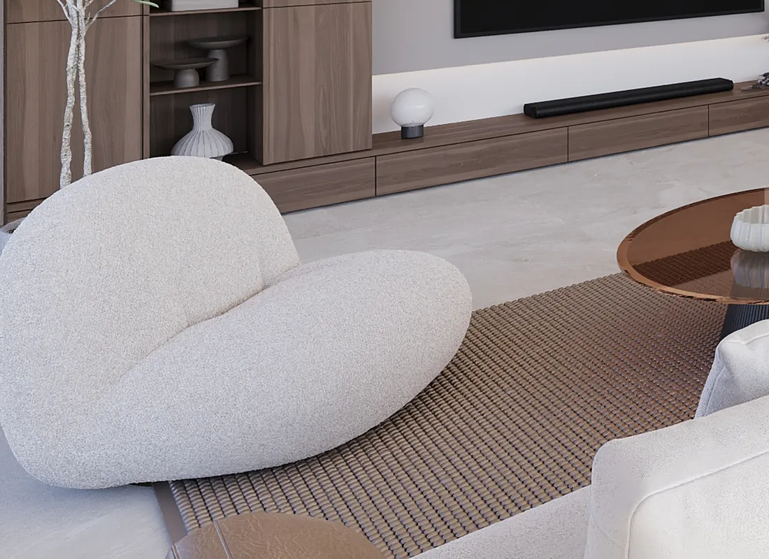 Armchair and rug close-up, original