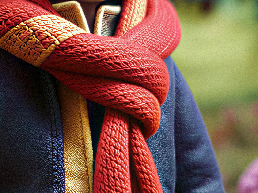 Ausschnitt eines Strickschals, hochskaliert