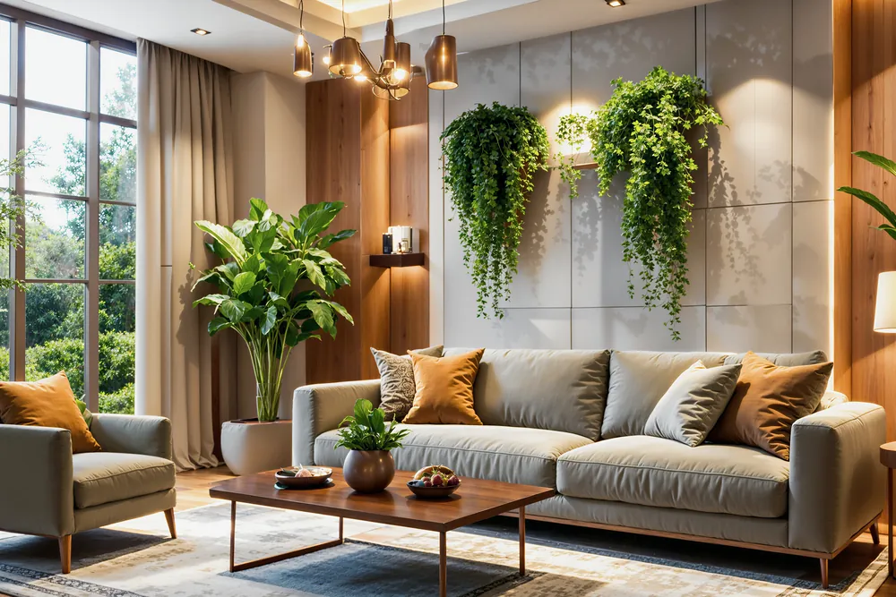 Render de salón ampliado a 4K en modo Escalado