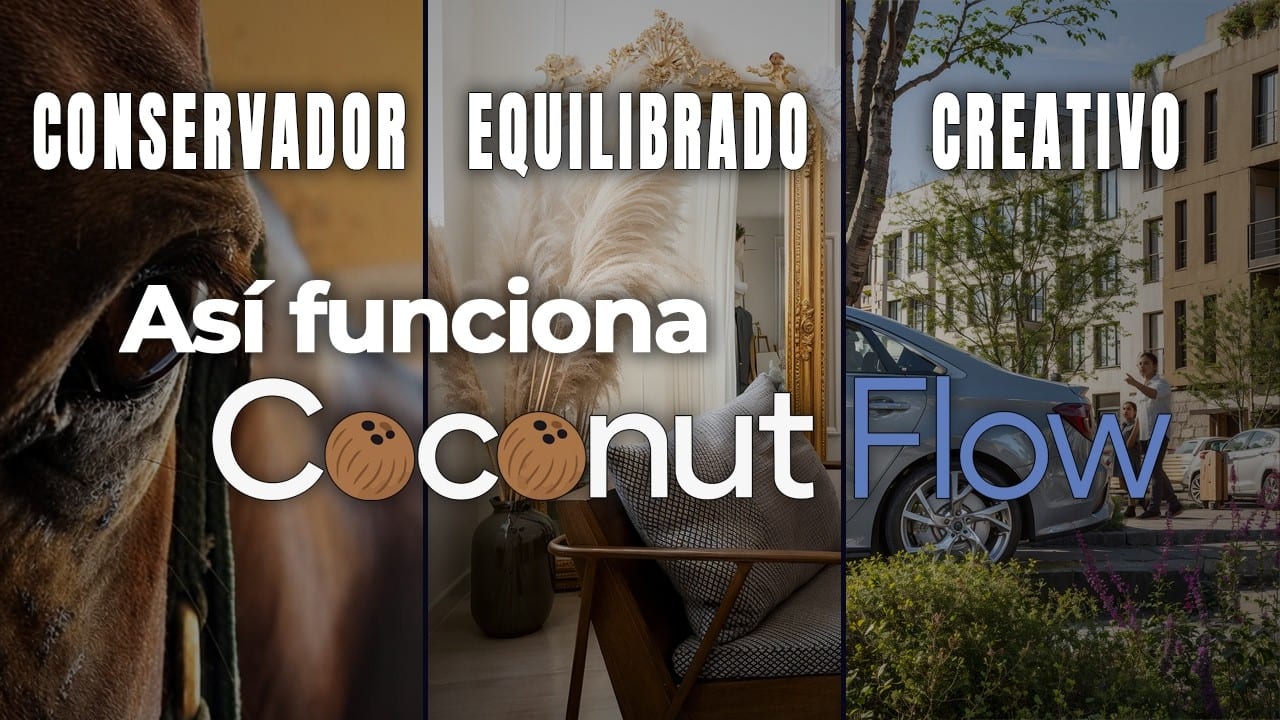 CoconutFlow video tutorial: the Conservative, Balanced and Creative modes compared on real architectural images